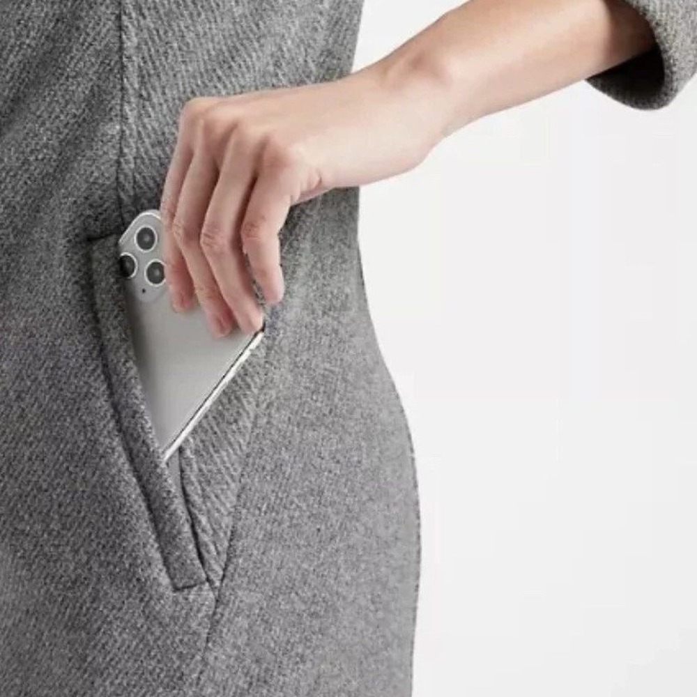 Athleta Stroll Fleece Full Zip Jacket Gray Herringbone Textured Women's XS - Picture 3 of 13